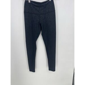 Lucy Activewear Women's Sz M Black Bar Jacquard Studio Hatha Leggings Pants Bag2